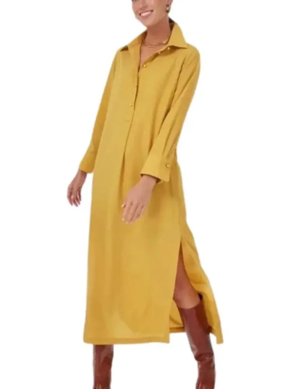 Tuckernuck Mustard Yellow Long Shirt Dress